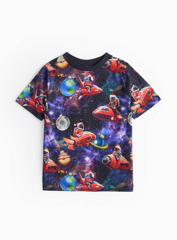 Santa Space Print Christmas T-Shirt 9 years